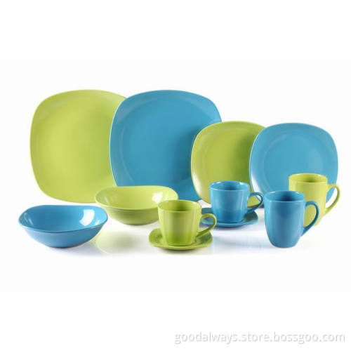 Stoneware Square Coloured glaze Dinner Set